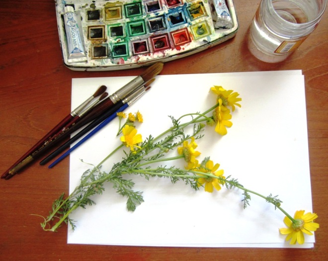 spring flowers and watercolors